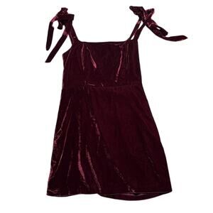 House of Harlow 1960 Burgundy Velvet Tie Strap Mini Dress